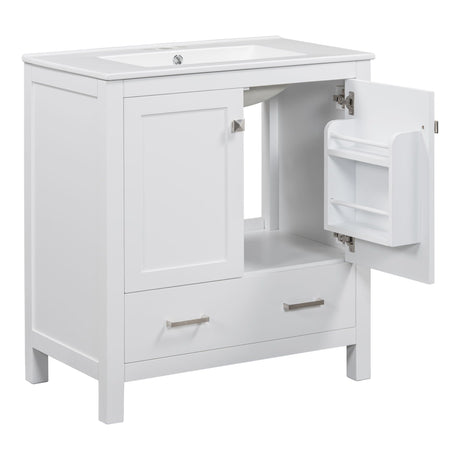 Bathroom Vanity With Single Sink, Combo Cabinet Undermount Sink, Bathroom Storage Cabinet With Two Doors And A Drawer, Soft Closing, Multifunctional Storage, Solid Wood Frame HouseOfZazla