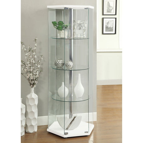 Tenley - 4 Shelf Curio Cabinet With Hexagonal Design HouseOfZazla