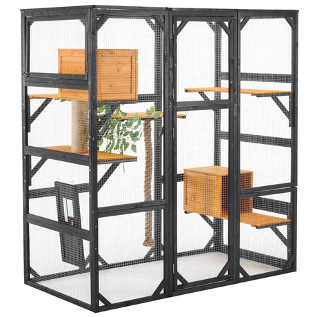 Outdoor Cat House, Diy Cat Enclosure Catio With Double Enter Doors HouseOfZazla