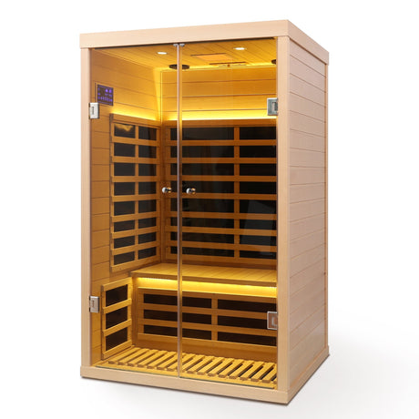 Luxury Indoor Hemlock Infrared Sauna Room with Double Doors and Glass for Two Persons HouseOfZazla