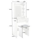 Space Saving Makeup Vanity Desk With Mirror & Adjustable LED Lights