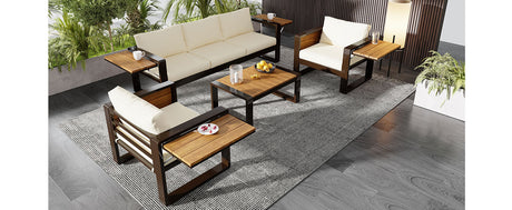 Aluminum Frame Large 4-Piece Outdoor Patio Furniture Set for 5 Person HouseOfZazla