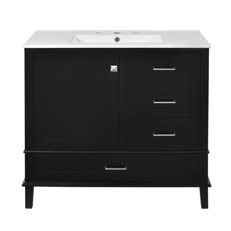 Bathroom Vanity, Modern Bathroom Cabinet With Sink Combo Set, Bathroom Storage Cabinet With A Soft Closing Door And 3 Drawers, Solid Wood Frame HouseOfZazla