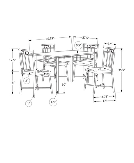 5 Pieces Dining Table Set, Small, Rectangular HouseOfZazla
