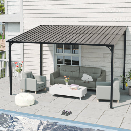 Outdoor Pergola 12' x 8' Galvanized Steel Lean-to Wall-Mounted HouseOfZazla