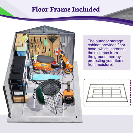 10X8FT Outdoor Steel Storage Shed with Clear Window, Lockable Doors HouseOfZazla