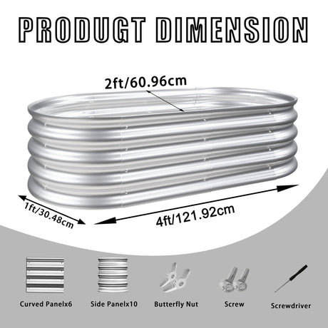 Heavy Duty Galvanized Raised Garden Bed Kit For Vegetables, Flowers & Herbs HouseOfZazla
