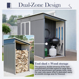 10'x4' Outdoor Metal Storage Shed for Garden Tools Lockable Door With Floor Frame
