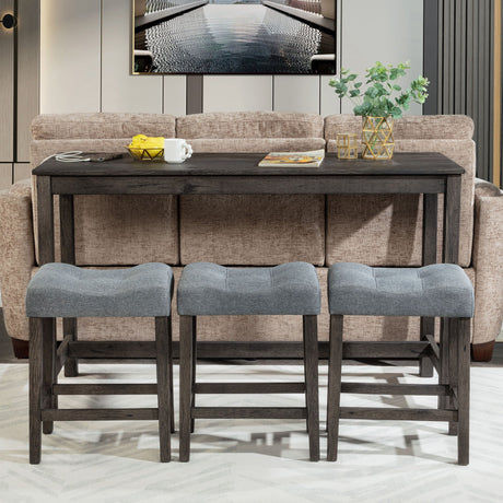 4 Piece Bar Table Set With Power Outlet, 3 Padded Stools HouseOfZazla