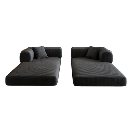 78.8' Compression Sofa,Convertible Floor Sofa Bed-with Pillow Back Support Armrest,Comfy Futon Couch Sleeper Bed,Loveseats Boneless Modular Sectional Sofa,Corduroy fabric,for Living Room,Bedroom,Black HouseOfZazla