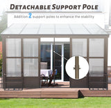 12x16FT All Season Sunroom with Detachable Polycarbonate Windows
