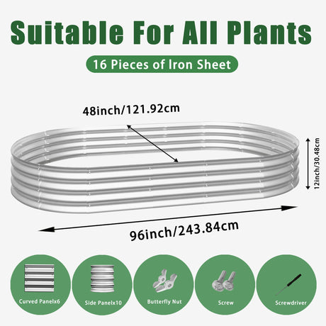 Heavy Duty Galvanized Raised Garden Bed Kit For Vegetables, Flowers & Herbs HouseOfZazla