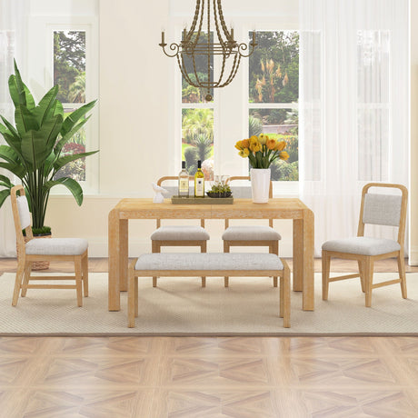 Extendable Dining Table Set With 4 Upholstered Chairs And 1 Bench HouseOfZazla