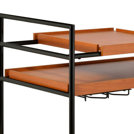 Oaken Honey Oak & Black Finish Serving Cart HouseOfZazla