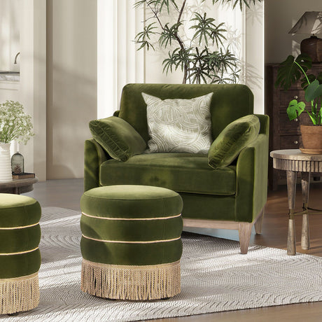 Pasadena - Wide Modern Farmhouse Accent Arm Chair - Olive Green HouseOfZazla