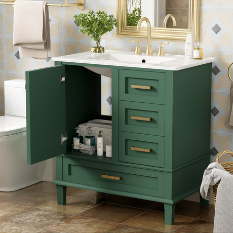 Bathroom Vanity, Modern Bathroom Cabinet With Sink Combo Set, Bathroom Storage Cabinet With A Soft Closing Door And 3 Drawers, Solid Wood Frame HouseOfZazla