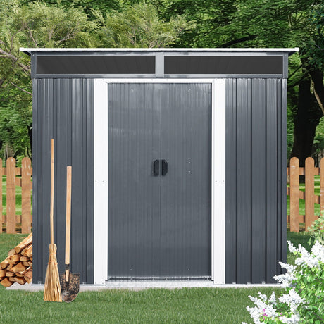 Outdoor Metal Storage Shed With Window And Transparent Plate For Garden, Lawn HouseOfZazla