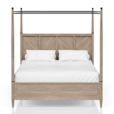 Queen Canopy Bedroom Set With A 2 Drawer Nightstand A Dresser With Poster Mirror And A Door Chest - Sand