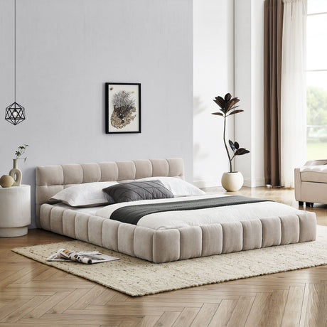 Modern Platform Bed Frame With Thick Fabric HouseOfZazla