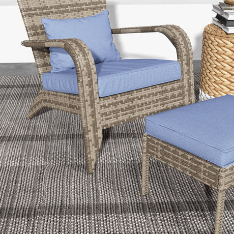 Wicker Adirondack Chair with Ottoman HouseOfZazla