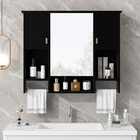 Wall Mounted Bathroom Storage Cabinet With Mirror, Medicine Cabinet With Towel Bar HouseOfZazla