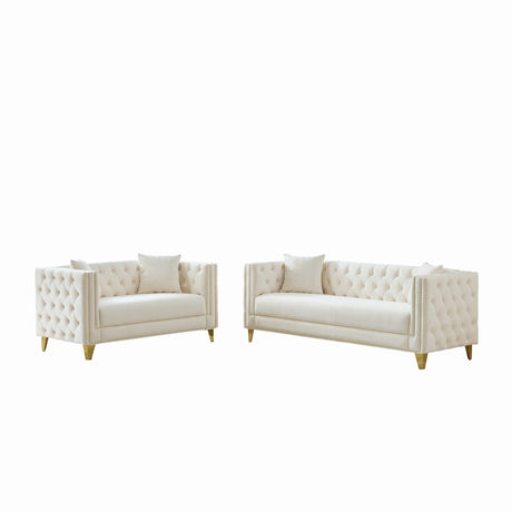Deep Seat Sofa With Button Nailhead, Square Arm Couches HouseOfZazla