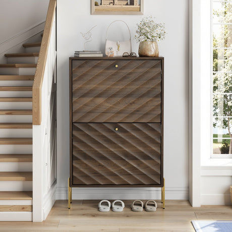 Shoe Cabinet, Freestanding Organizer For Entryway - Walnut HouseOfZazla