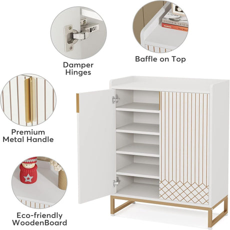 5 Tiers Shoe Storage Organizer With Doors HouseOfZazla