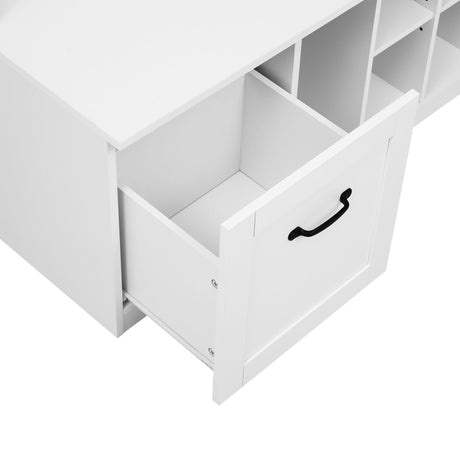 5 In 1 Entryway Bench With Coat Rack, 7 Sturdy Hooks, 2 Spacious Drawers And Adjustable Shelves HouseOfZazla