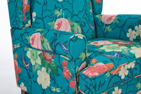 Modern Accent Chair with Retro Wood Legs - Floral HouseOfZazla