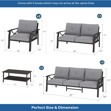 Patio Furniture Set with Coffee Table and Cushions for Backyard HouseOfZazla