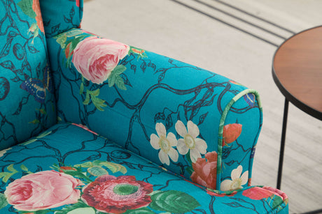 Modern Accent Chair with Retro Wood Legs - Floral HouseOfZazla