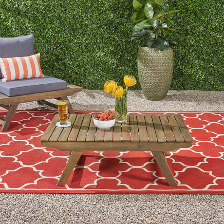 Outdoor Acacia Wood Coffee Table With Open Slat Design HouseOfZazla