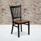 Flash Furniture HERCULES Series Black Vertical Back Metal Restaurant Chair - Cherry Wood Seat Flash Furniture
