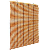ORIENTAL Furniture Burnt Bamboo Cordless Window Shade - Two-Tone Honey 72" W Red Lantern
