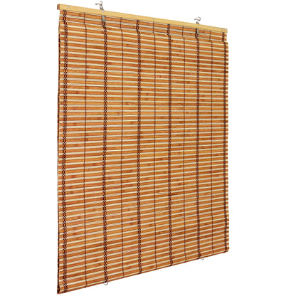 ORIENTAL Furniture Burnt Bamboo Cordless Window Shade - Two-Tone Honey 72" W