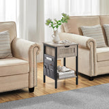 Yaheetech End Table with Drawer and Shelf, Sofa Side Table with Removable Storage Bag, Wooden Nightstand Bedside Table with Steel Legs for Living Room/Bedroom/Small Space, Gray Yaheetech