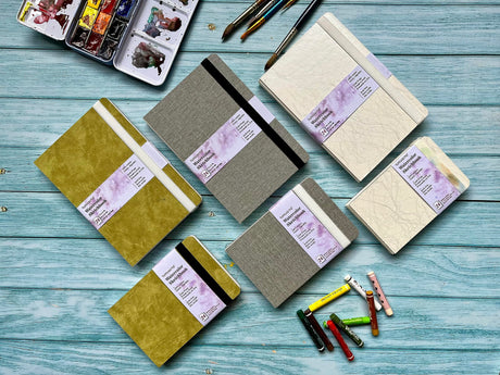 tumuarta Watercolor Sketchbook, 7.5x5, 140 LB, 300GSM, 100% Cotton Paper, Cold Press, 24 Sheets,48 Pages, Watercolor Journal for Use As Travel Sketch Book and Mixed Media Pad On The Go tumuarta
