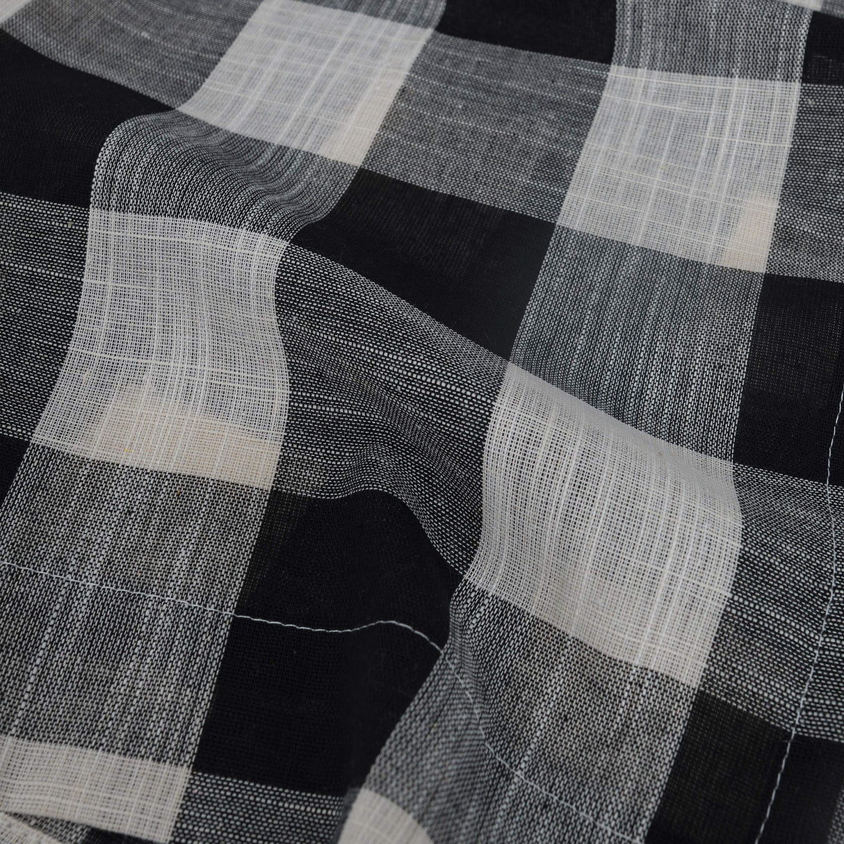 Creativesfun 2 Panels Checks Line Up Set Farmhouse Faux Linen Look Buffalo Plaid Grommet Window Curtain (Black & Cream, Panel 丨W53 X L84-INCH 2PCS) Creativesfun