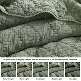 palassio Olive Green King Size Quilt Set, Muslin Cotton Shell Down-Alt Poly Filling, Soft Shabby Chic Rustic Farmhouse Country Bedspread, Textured Gauze Coverlet, Lightweight Bedding, 2 Shams palassio