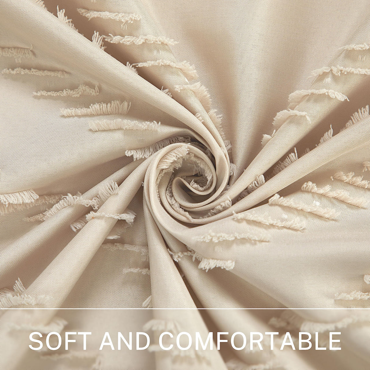 Siiluminisoy Boho Farmhouse Shower Curtain Woven Fabric Cute Beige Shower Curtain, 72 x 72 Tufted Chevron Textured Striped Modern Farmhouse Minimalist Shower Curtain for Bathroom Siiluminisoy