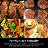 Ninja Griddle and Indoor Grill, 14’’, Electric Grill, For Steak, Burgers, Salmon, Veggies, and More, Pancake Griddle, Nonstick, Dishwasher Safe, 500F, Even Cooking, Silver, GR101 Ninja