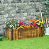 Outsunny 40" x 16" x 12" Raised Garden Bed, Raised Planter Box, Wooden Planter Raised Bed with Drainage Gaps & Lightweight Build, Natural Wood Outsunny