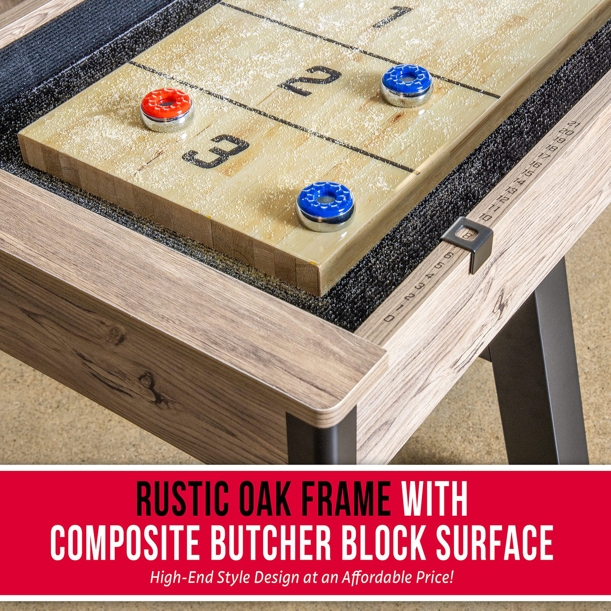 GoSports Premium 9 ft Shuffleboard Table with 8 Pucks, Shuffleboard Wax, and Brush GoSports