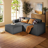 Marsail Modular Sectional Sofa, 80" L-Shaped Modular Sectional Couch with Deep Seat, Freely Combinable Sectional Clound Sofa for Living Room, No Assembly, Plush Corduroy Fabric, Grey Marsail