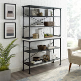 Crosley Furniture Madeleine Baker's Rack with Shelves for Storage, Microwave Stand, Coffee Bar, Steel with Faux Marble Top Crosley Furniture