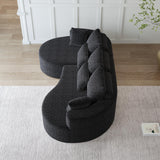 KEIKI 105" L Shaped Corner Couch with Chaise, Upholstered Curved Sectional Sofa, Chenille Sectional Couch for Living Room, Bedroom, Black KEIKI