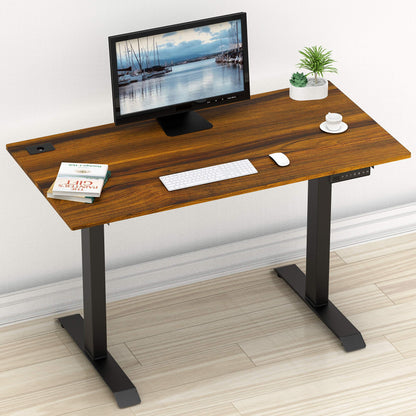 SHW Memory Preset Electric Height Adjustable Standing Desk, 48 x 24 Inches, Walnut - WoodArtSupply