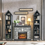 IFGET 75.9" Tall Farmhouse Bookcase, Angle Arched 5 Tiers Narrow Bookshelf Cabinet with Adjustable Shelves, Modern Wooden Geometric Book Shelf w/Display Storage for Living Room, Office-Dark Grey IFGET