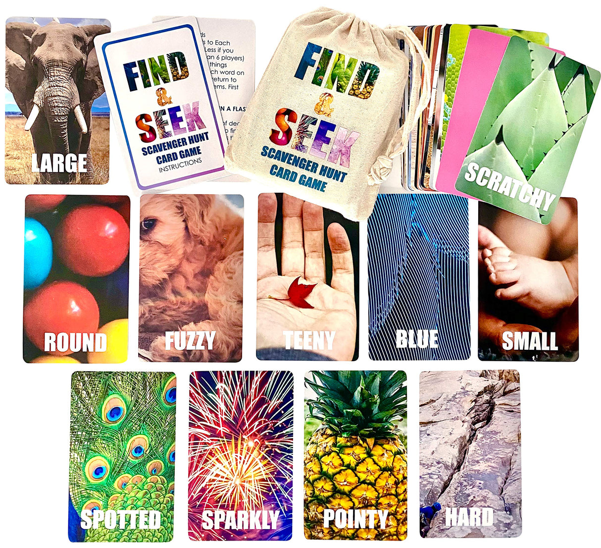 Hapinest Find and Seek Scavenger Hunt Card Game, Indoor Outdoor Activities for Kids Toddler & Family, Beach Camping Travel Car Games for Road Trips, Kids Scavenger Hunt Game Age 3 4 5 6 Years Old & Up Hapinest